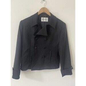 Augustus Womens Black Size 12 Long Sleeve Double Breasted Made In Egypt Jacket